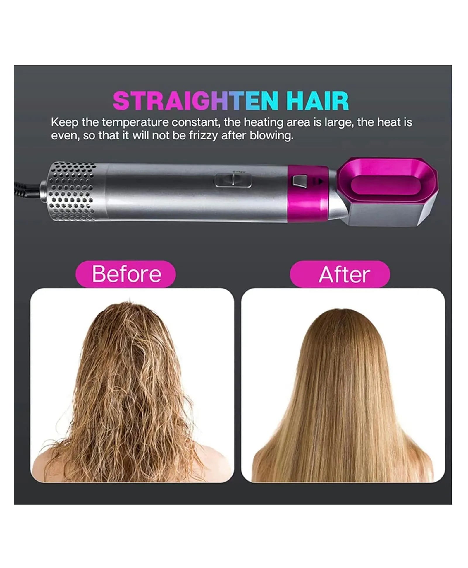 Muti-Functional 5 IN 1 Hair Styling Tool Detachable Hot Air Brush Hair Dryer with Comb