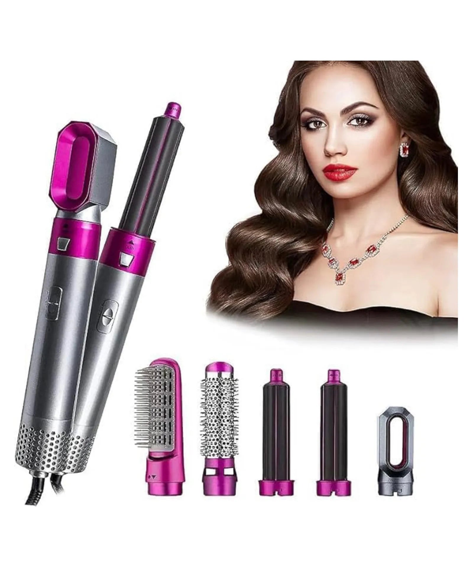 Muti-Functional 5 IN 1 Hair Styling Tool Detachable Hot Air Brush Hair Dryer with Comb