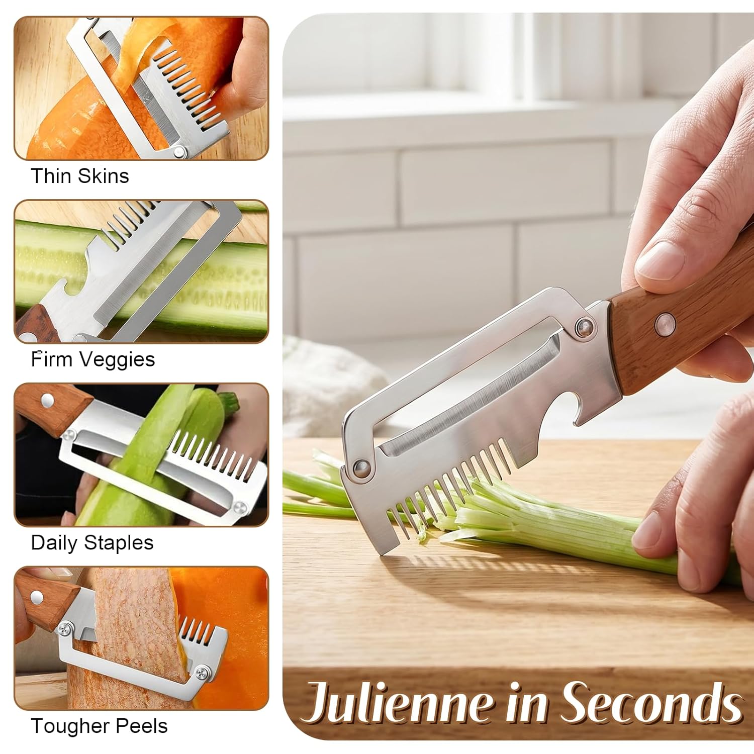 3-in-1 Veggie Peeler With Scallion Shredder